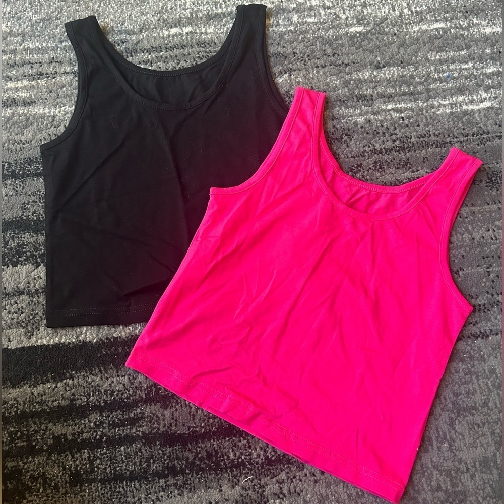 Basic Layering Tank Tops In Hot Pink/Black